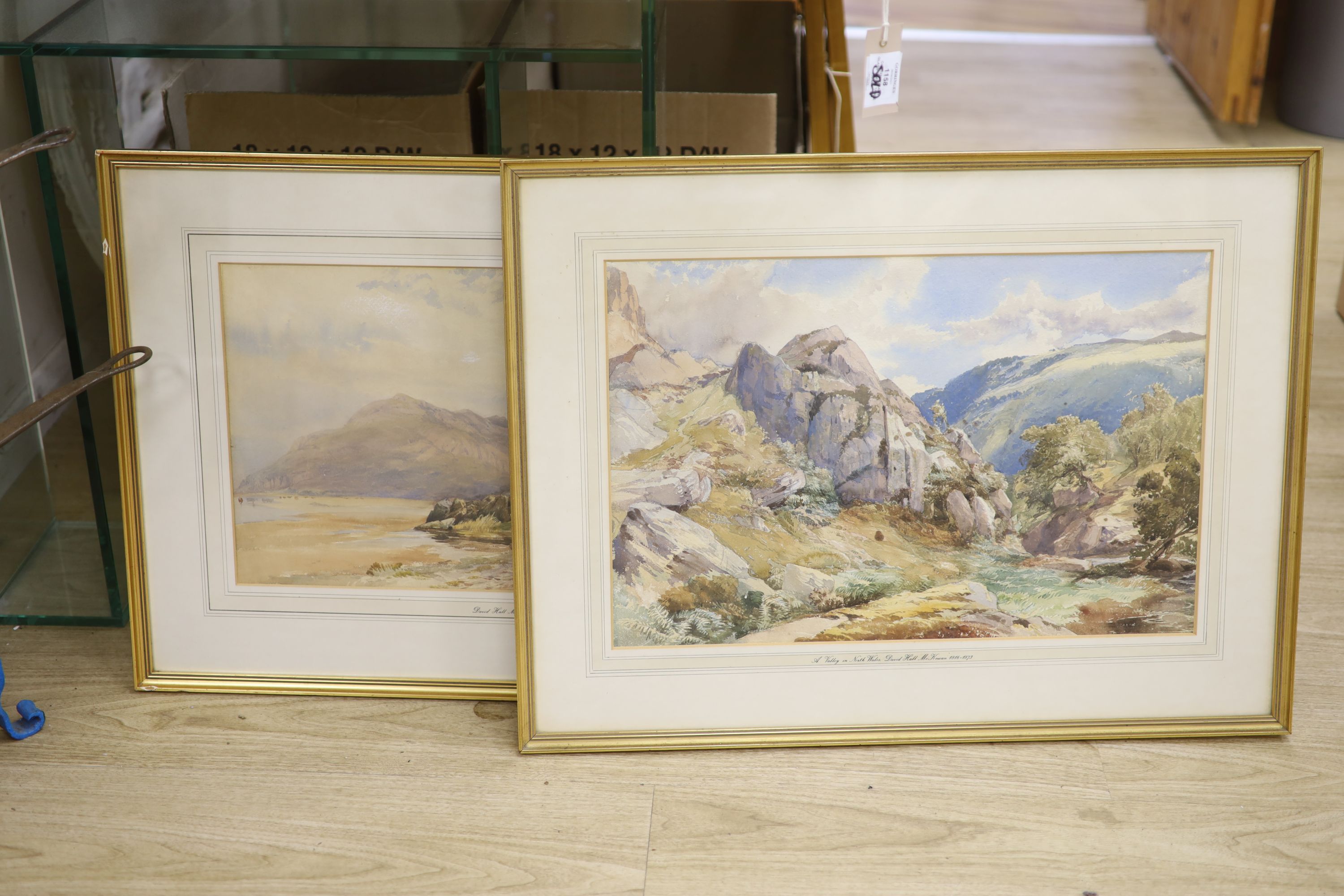 David Hall McKewan (1816-1873), pair of watercolours, A Valley in North Wales and a companion piece, 35 x 54cm